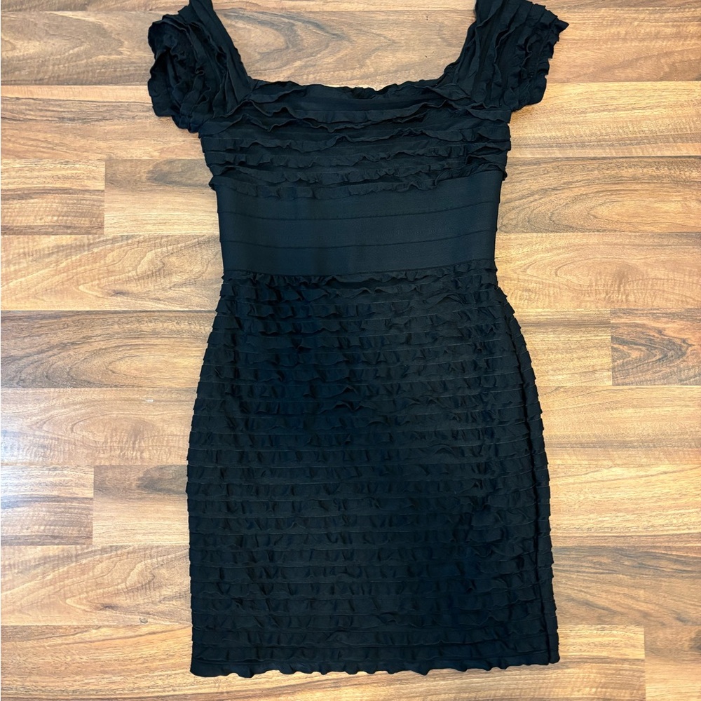 Max Studio Black Ruffled Mini Dress